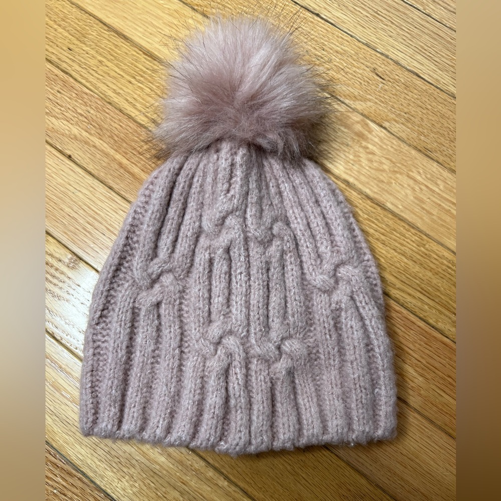 EXPRESS Pink Knit Pom Hat
